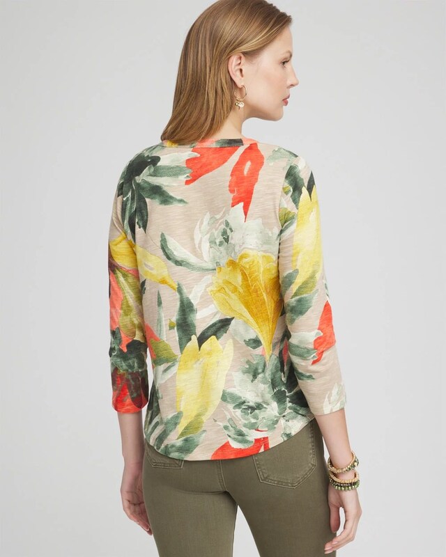 Abstract Print 3/4 Sleeve Tee - image 3
